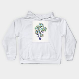 Blue Bonsai Orange Kids Hoodie